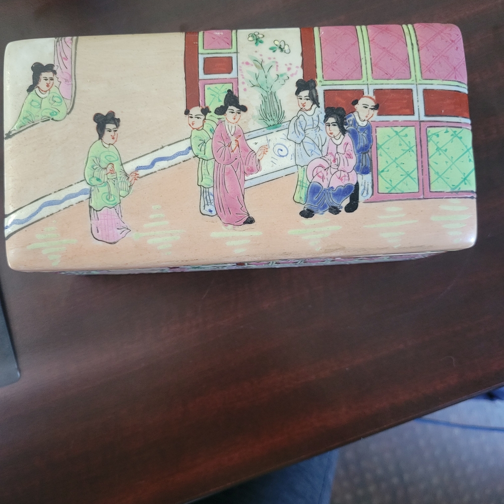 Hand-Painted Asian-Inspired Decorative Box